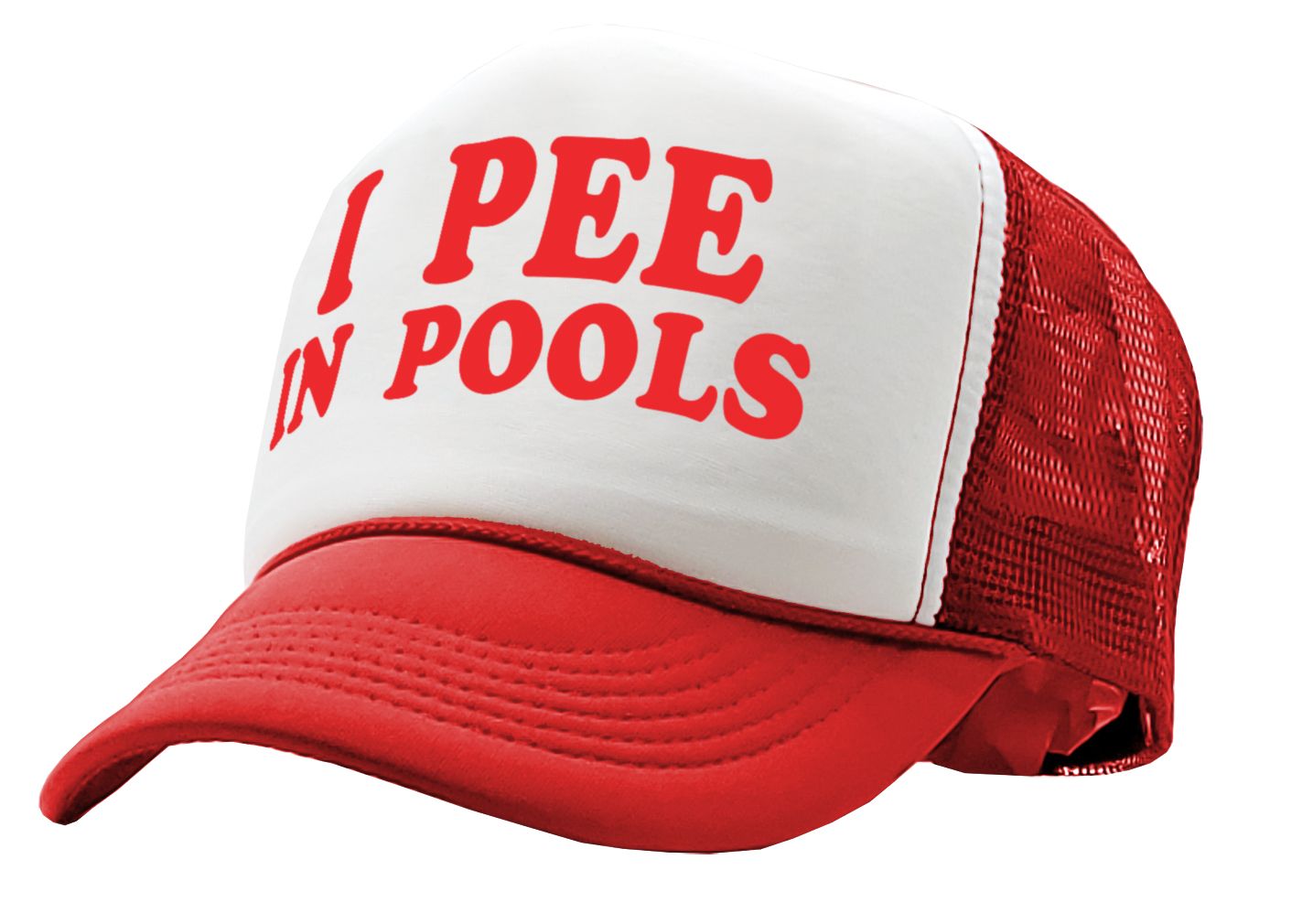 I PEE IN POOLS funny dare gag gift joke - Adult Trucker Cap Hat - Picture 6 of 14