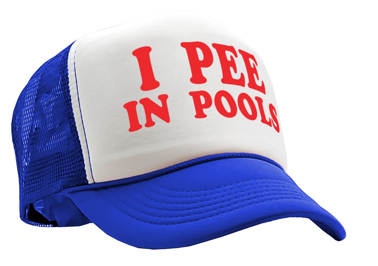 I PEE IN POOLS funny dare gag gift joke - Adult Trucker Cap Hat - Picture 5 of 14