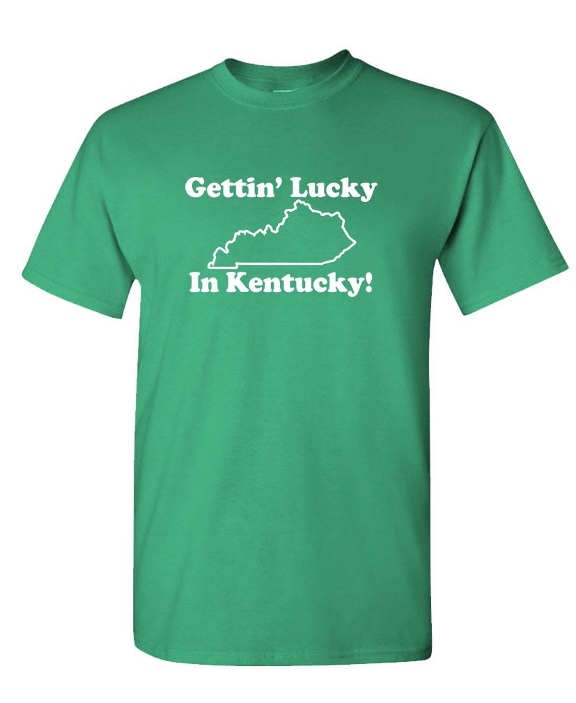 Gettin Lucky In Kentucky - classic hipster humor - Unisex Cotton T-Shirt Shirt
