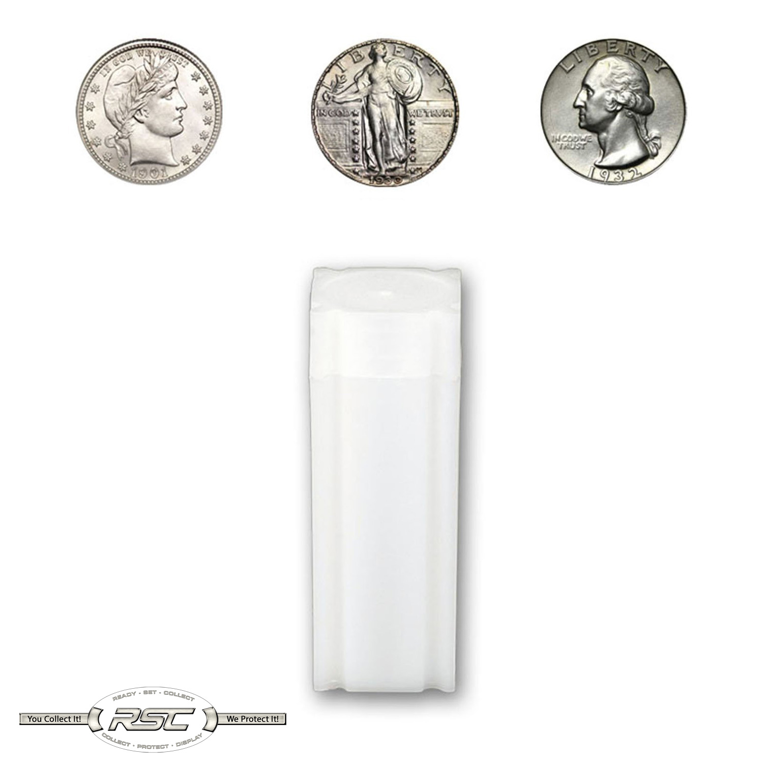 4 COINSAFE NICKEL SQUARE TUBE COIN CLEAR PLASTIC STORAGE HOLDERS