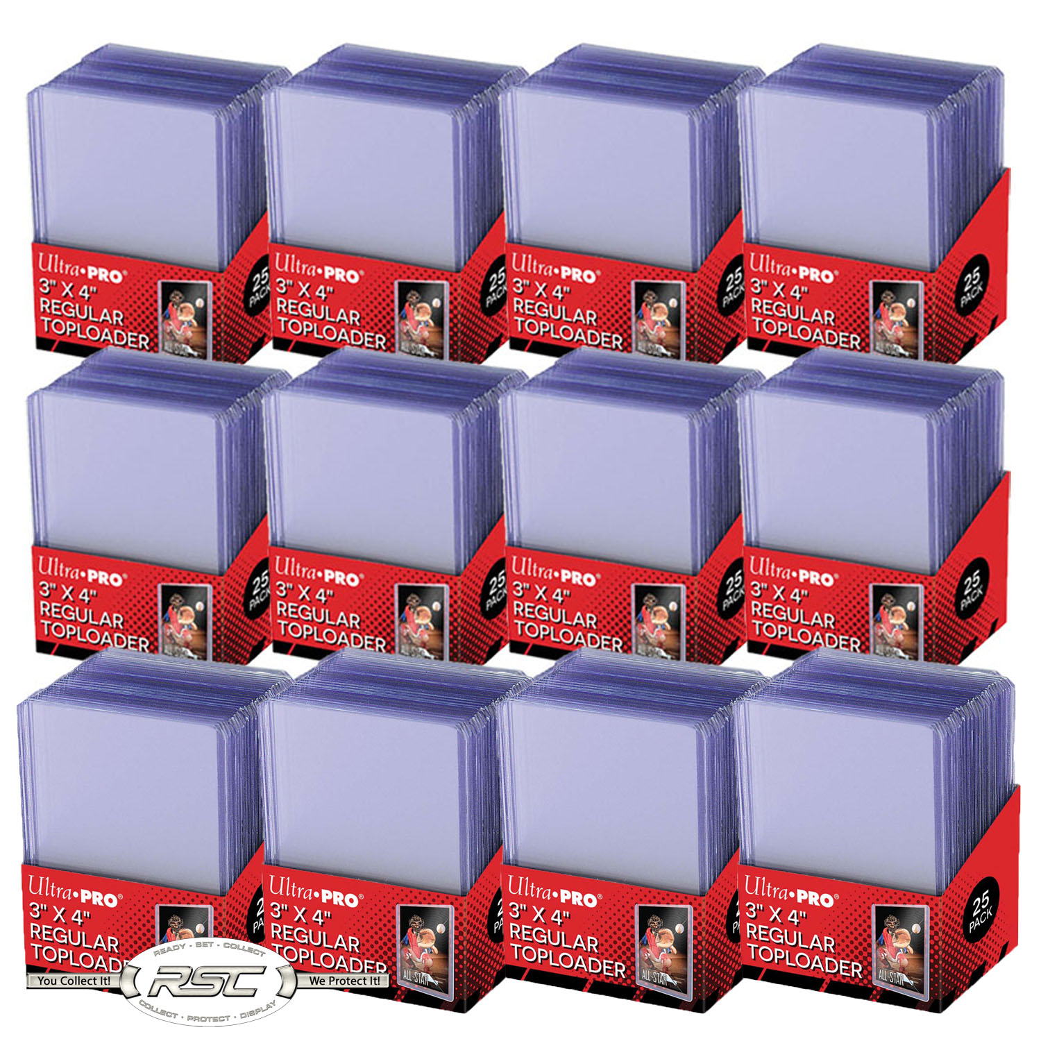 300 Ultra Pro 3" x 4" Regular Clear Rigid Toploader for Trading