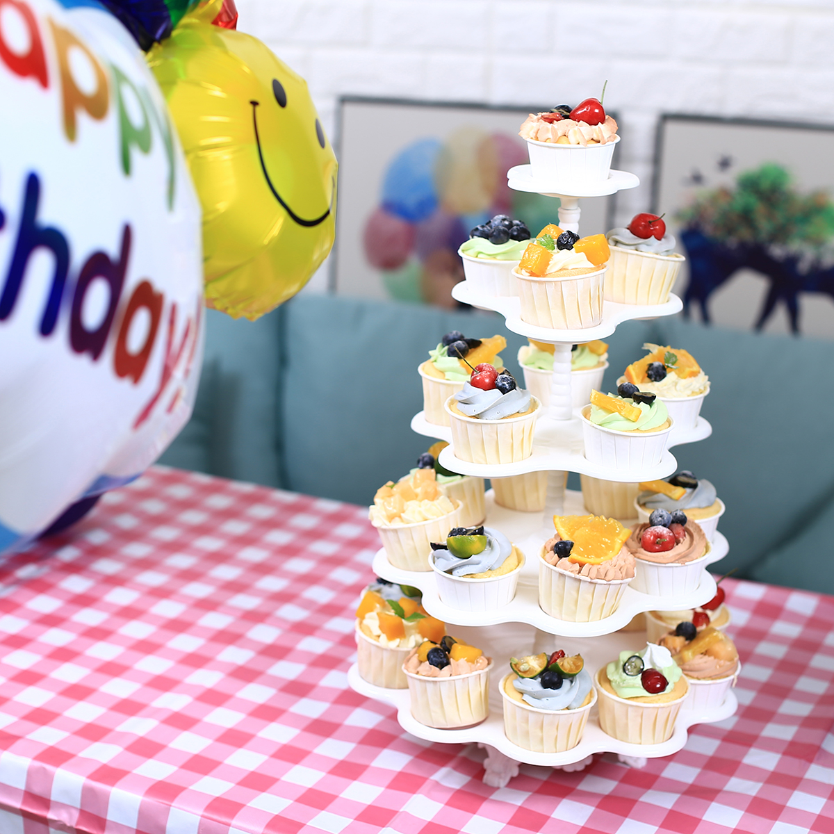 5tier Plastic Cupcake Stand White Round Cupcake Display Stands Dessert