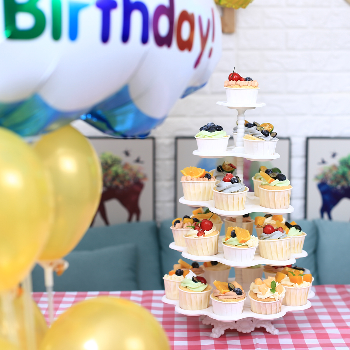 5tier Plastic Cupcake Stand White Round Cupcake Display Stands Dessert