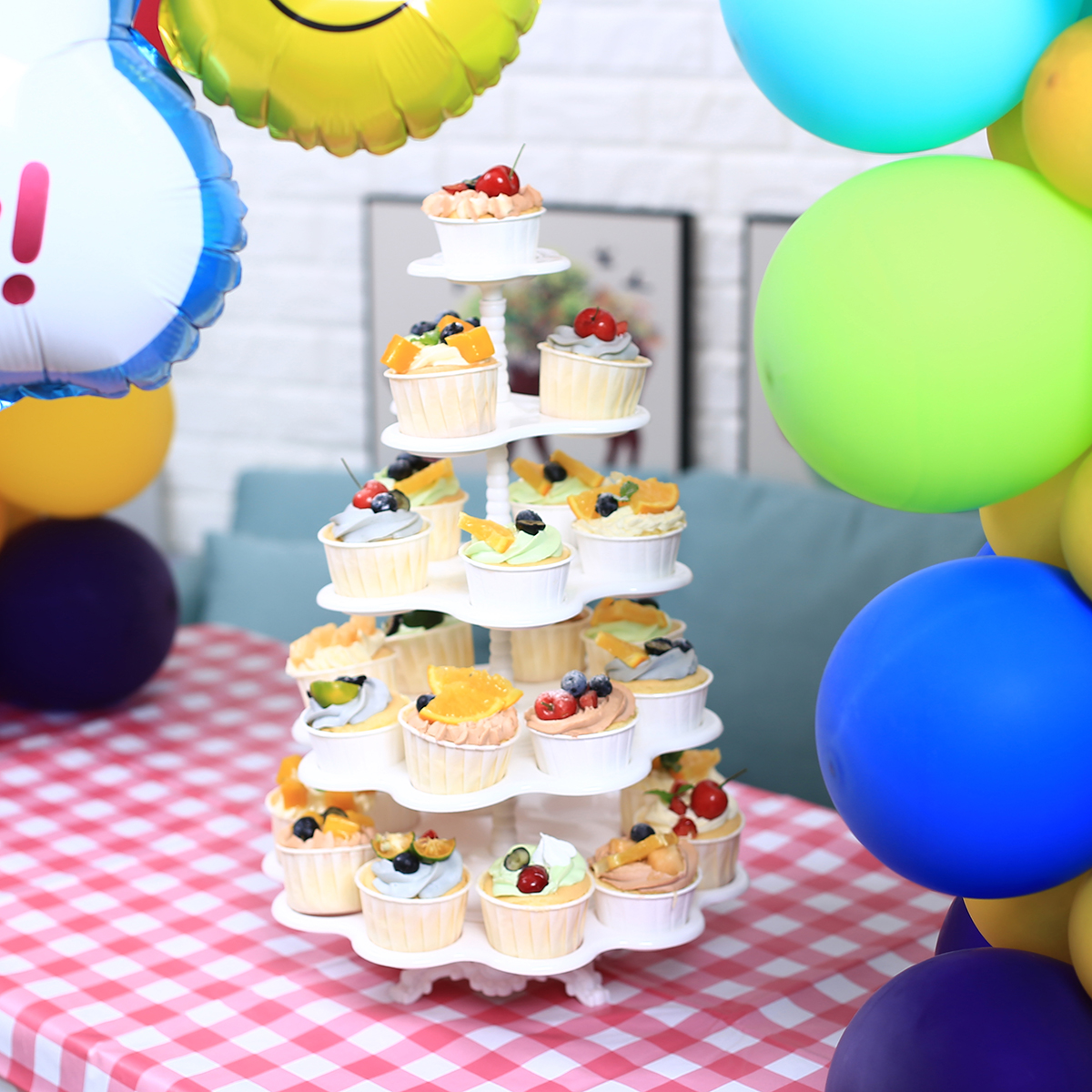 5tier Plastic Cupcake Stand White Round Cupcake Display Stands Dessert