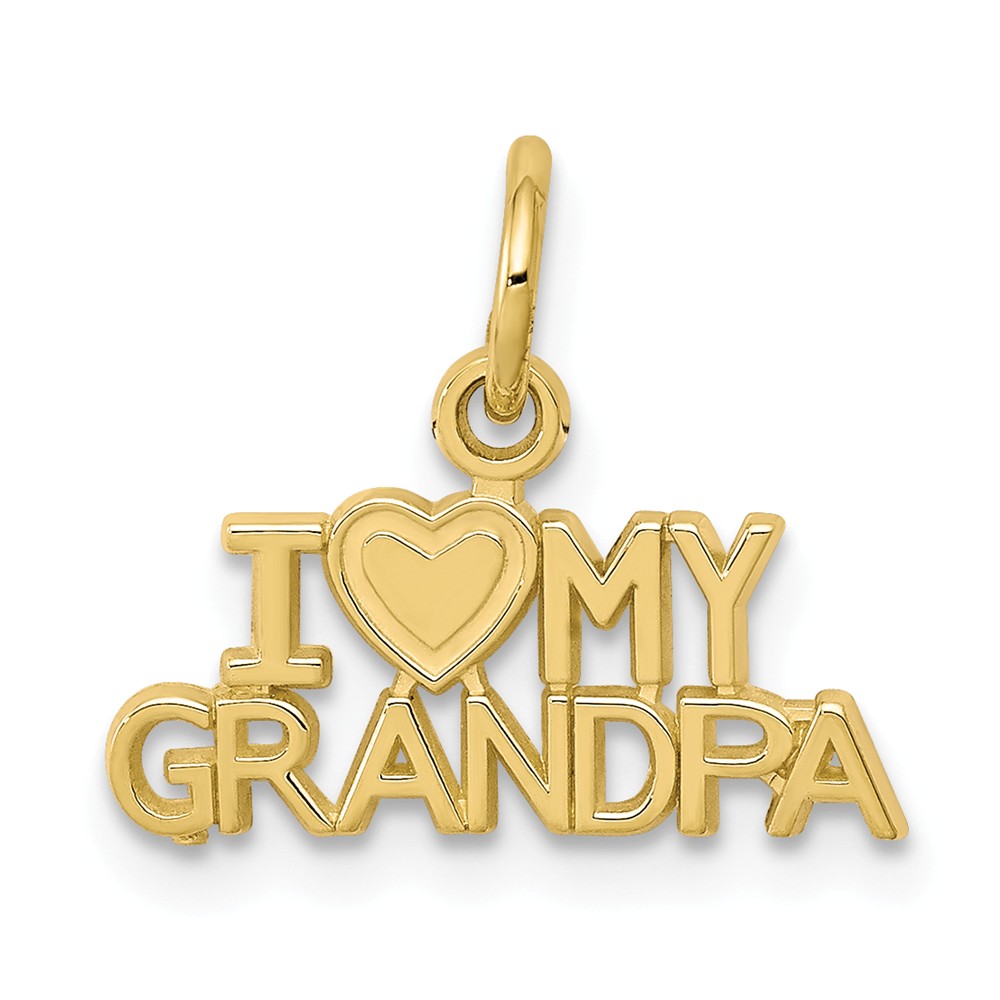 0.55 in x 0.63 in 10K Gold I Love My Grandpa Charm Pendant