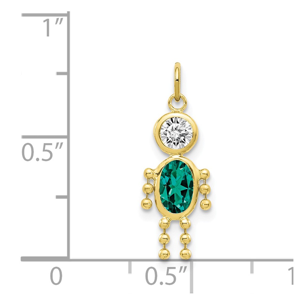 14k White Gold August Synthetic Birthstone Heart Charm Pendant