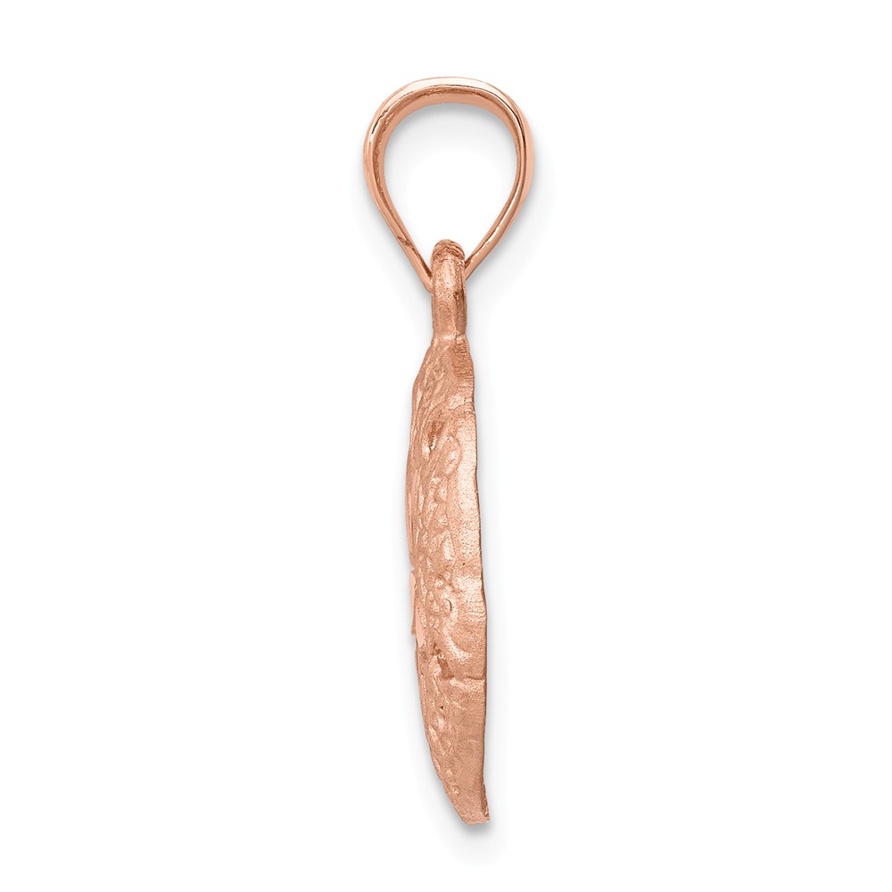 14K Rose Brushed /& Diamond-cut Sand Dollar Pendant