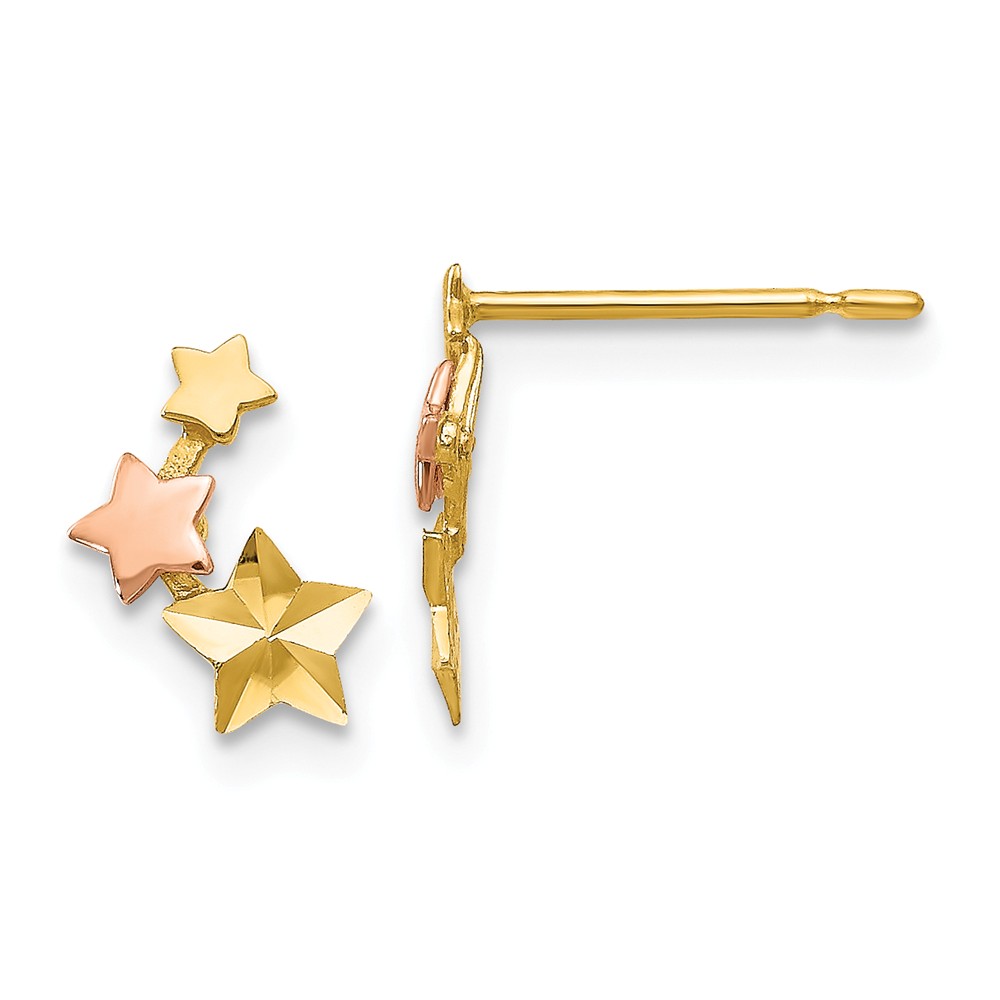 Real 14kt Yellow Gold Madi K CZ D//C Childrens Harp Post Earrings