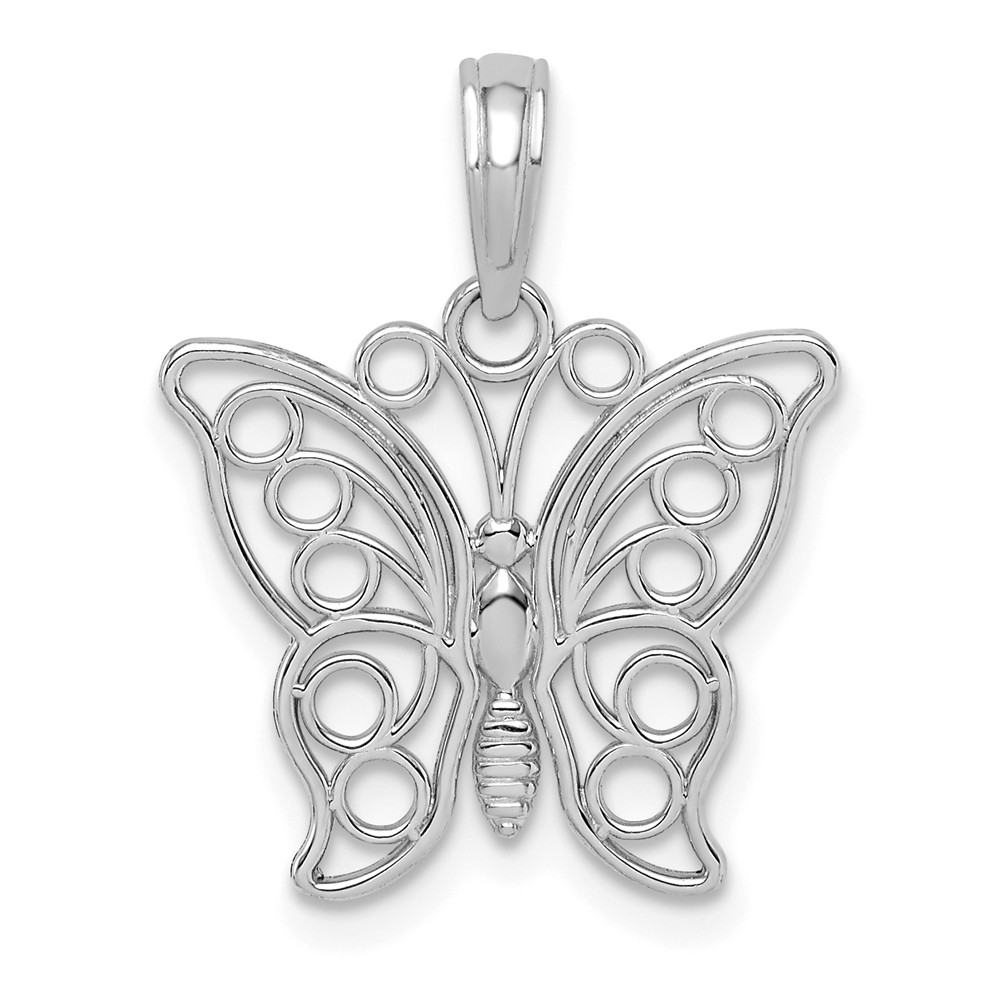 14K Gold Single Butterfly Cutout Disc Necklace by JEWLR