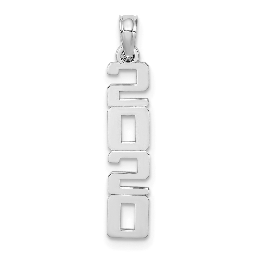 14K White Gold Polished Block Style Number 1 Charm Pendant