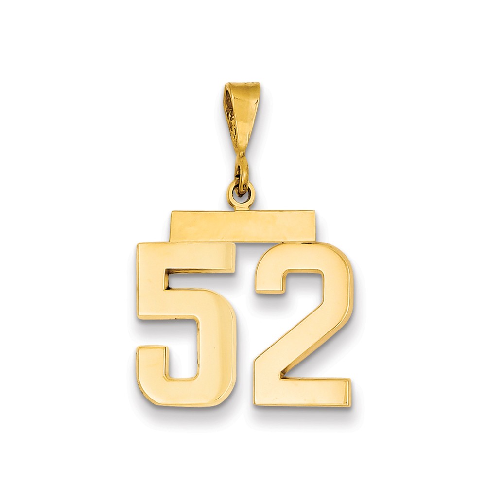 14k Medium Polished Number 52 Charm New Sports Pendant