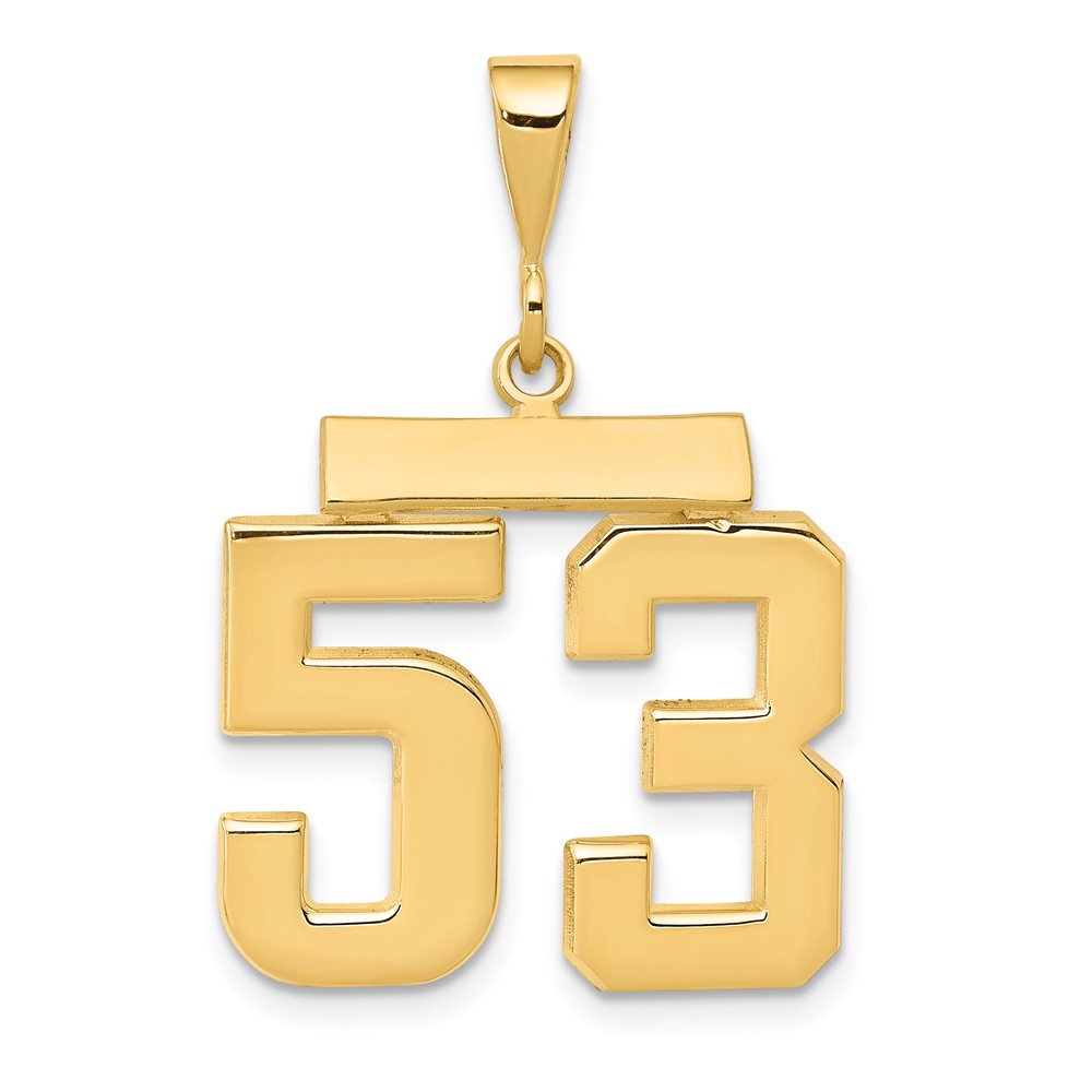 14k Medium Polished Number 53 Charm Sports Pendant Yellow
