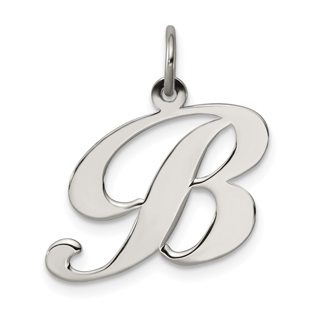 925 Sterling Silver Small Fancy Script Initial V Charm and Pendant