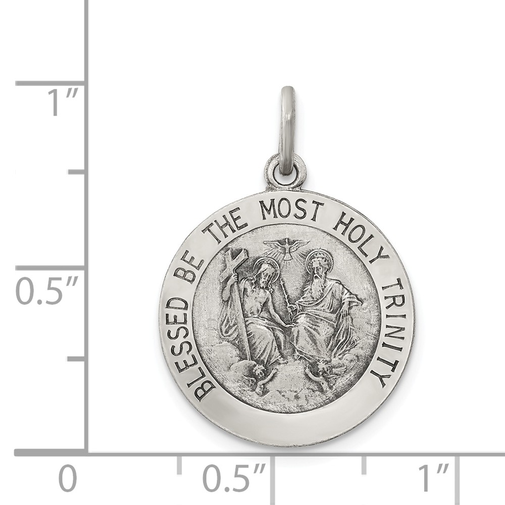 Sterling Silver Enameled Miraculous Medal Pin 1.1 in x 0.71 in