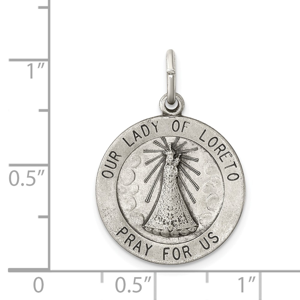 Sterling Silver Enameled Miraculous Medal Pin 1.1 in x 0.71 in