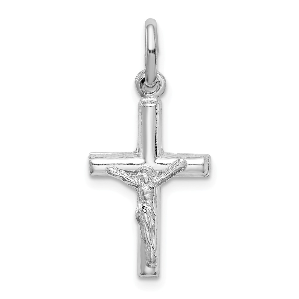 925 Sterling Silver Rhodium-plated Polished /& Brushed Cross Charm Pendant