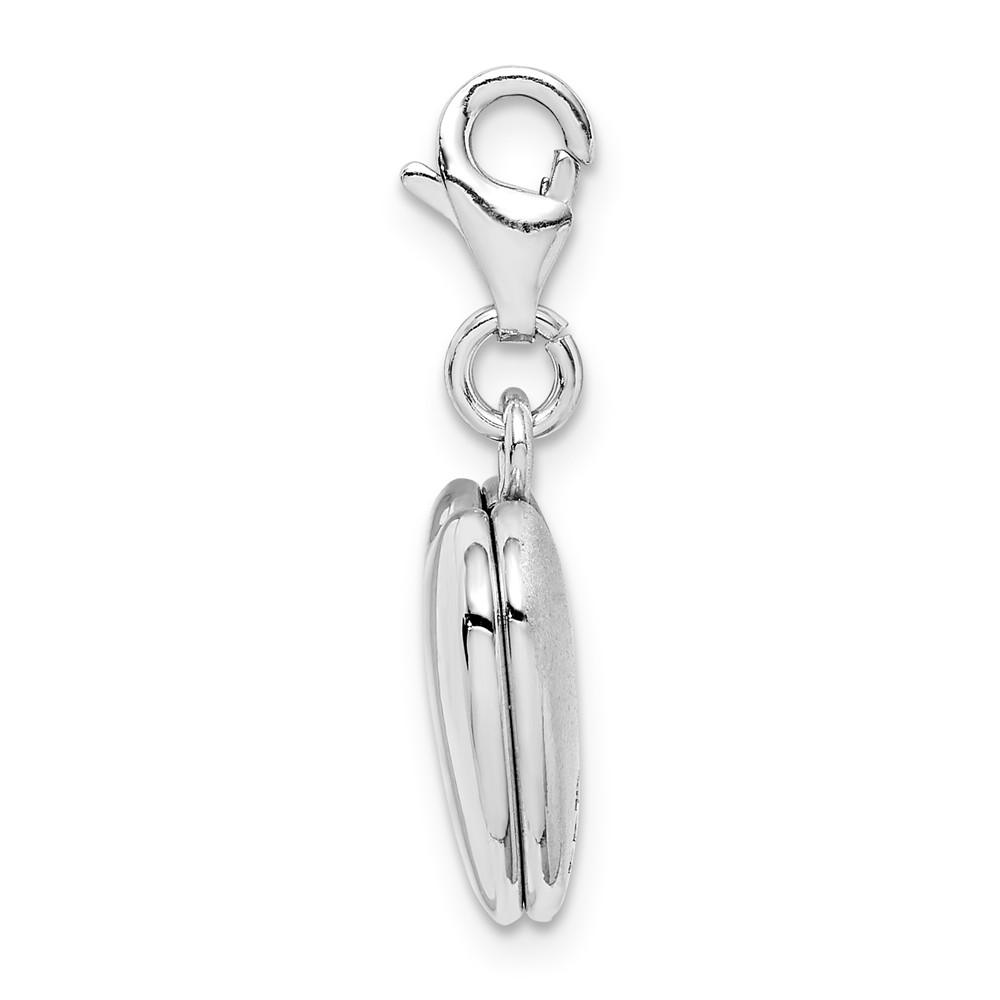 Sterling Silver Rhodium-plated /& Dia Polished 12mm Heart Locket