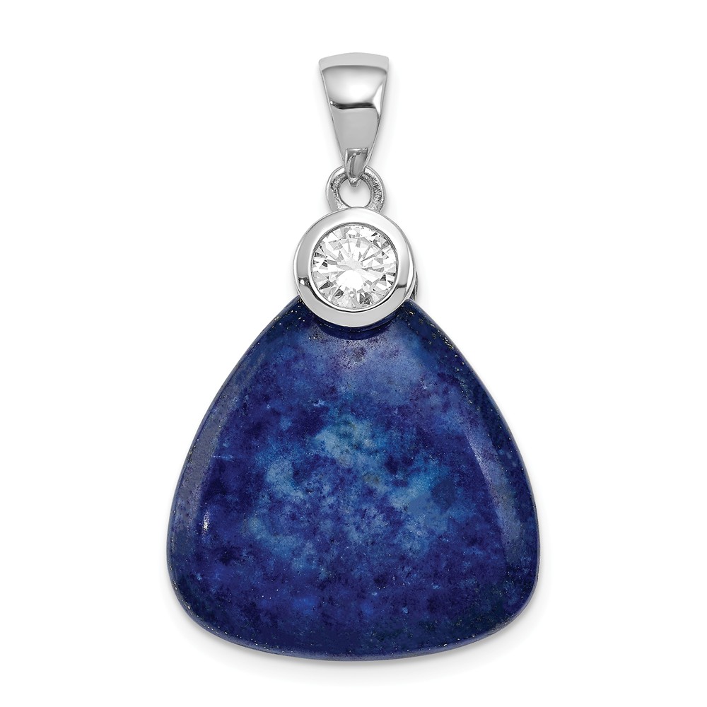 Sterling Silver Rhodium-plated w//Lapis Lazuli Pendant