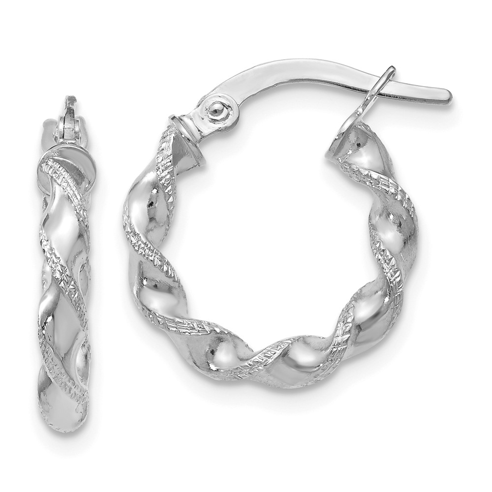 Jewelry Best Seller Leslies 10k White Gold Textured Hinged Hoop Earrings