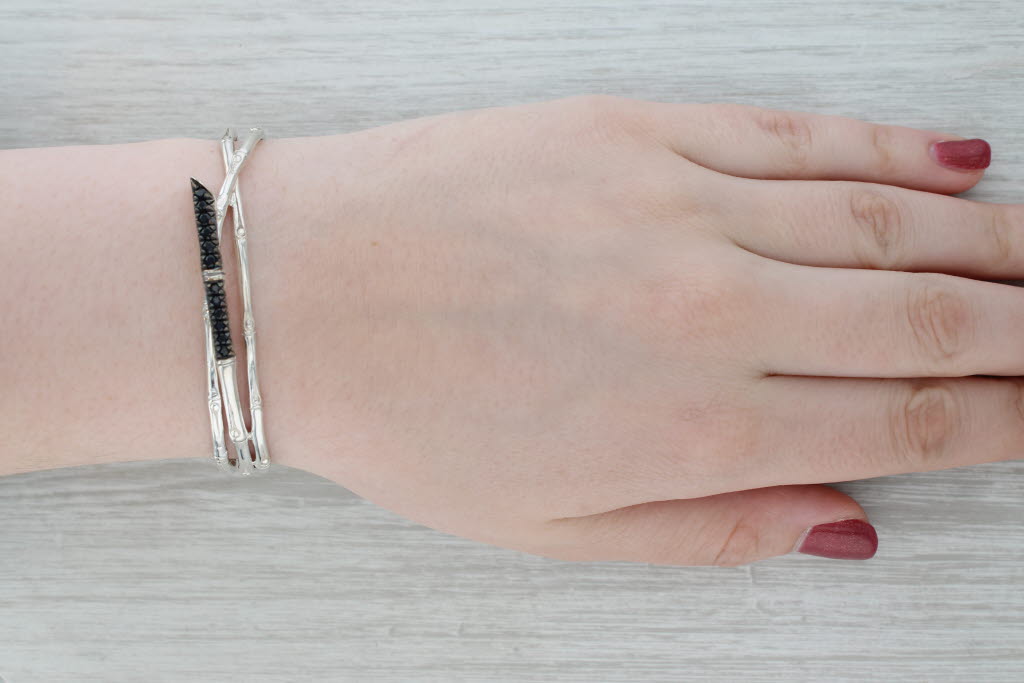 John Hardy Bamboo 0.80ctw Sapphire Cuff Bracelet Sterling