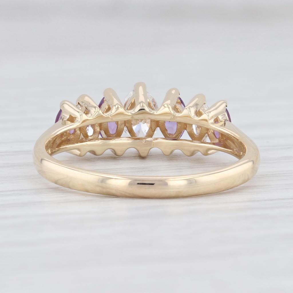 0.94ctw Amethyst Diamond Ring 14k Yellow Gold Size 8 Tiered Marquise Gemstone eBay