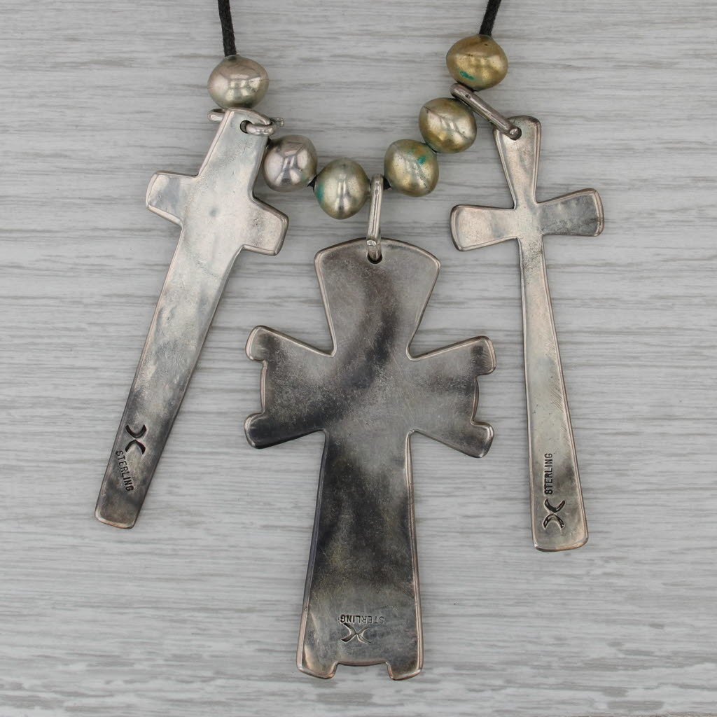 Cippy Crazy Horse Cochiti Triple Cross Beads Pendants Necklace