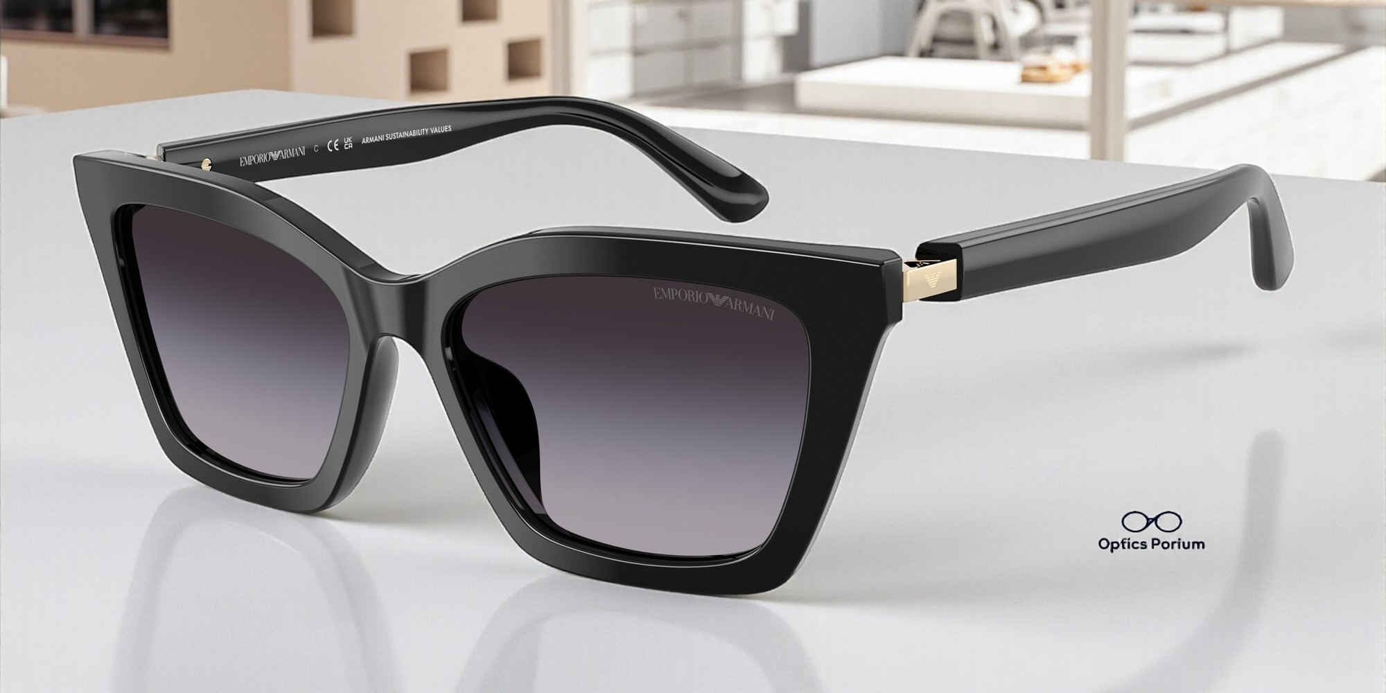 Emporio Armani Women\'s Black and Grey Sunglasses! Emporio Armani EA4233U Irregular Sunglasses For Women main image 4