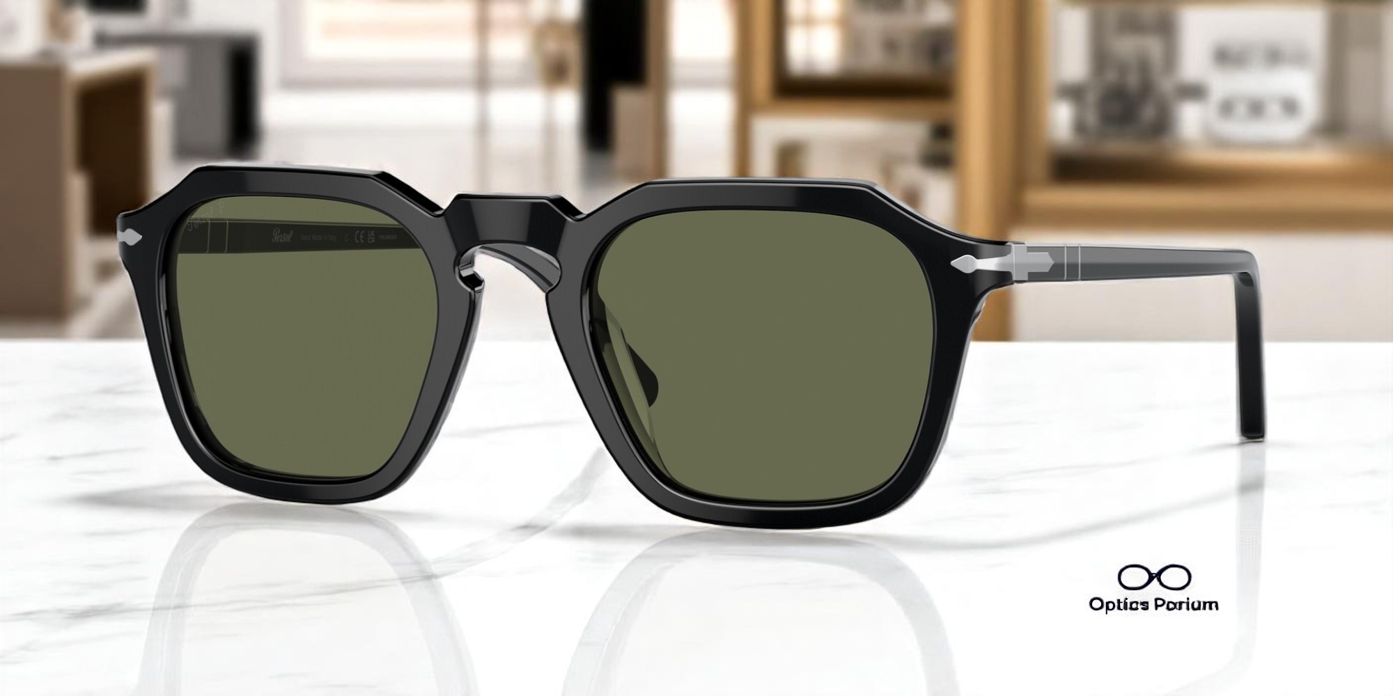PERSOL PO3292S 95 58 Black Polar Green Polarized 52 mm 