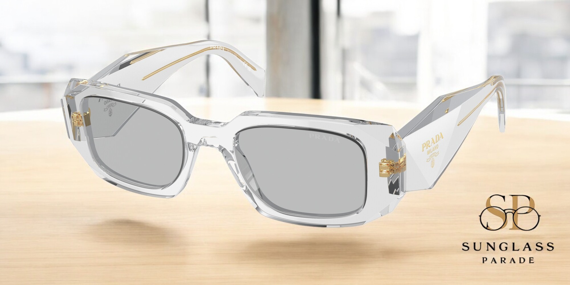 PRADA PR 17WS 12R30B Transparent Grey Light Grey 49 mm Women's