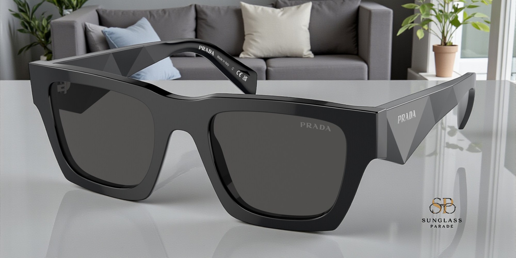 PRADA PR A06SF 16K08Z Black Dark Grey 54 mm Men display picture 3