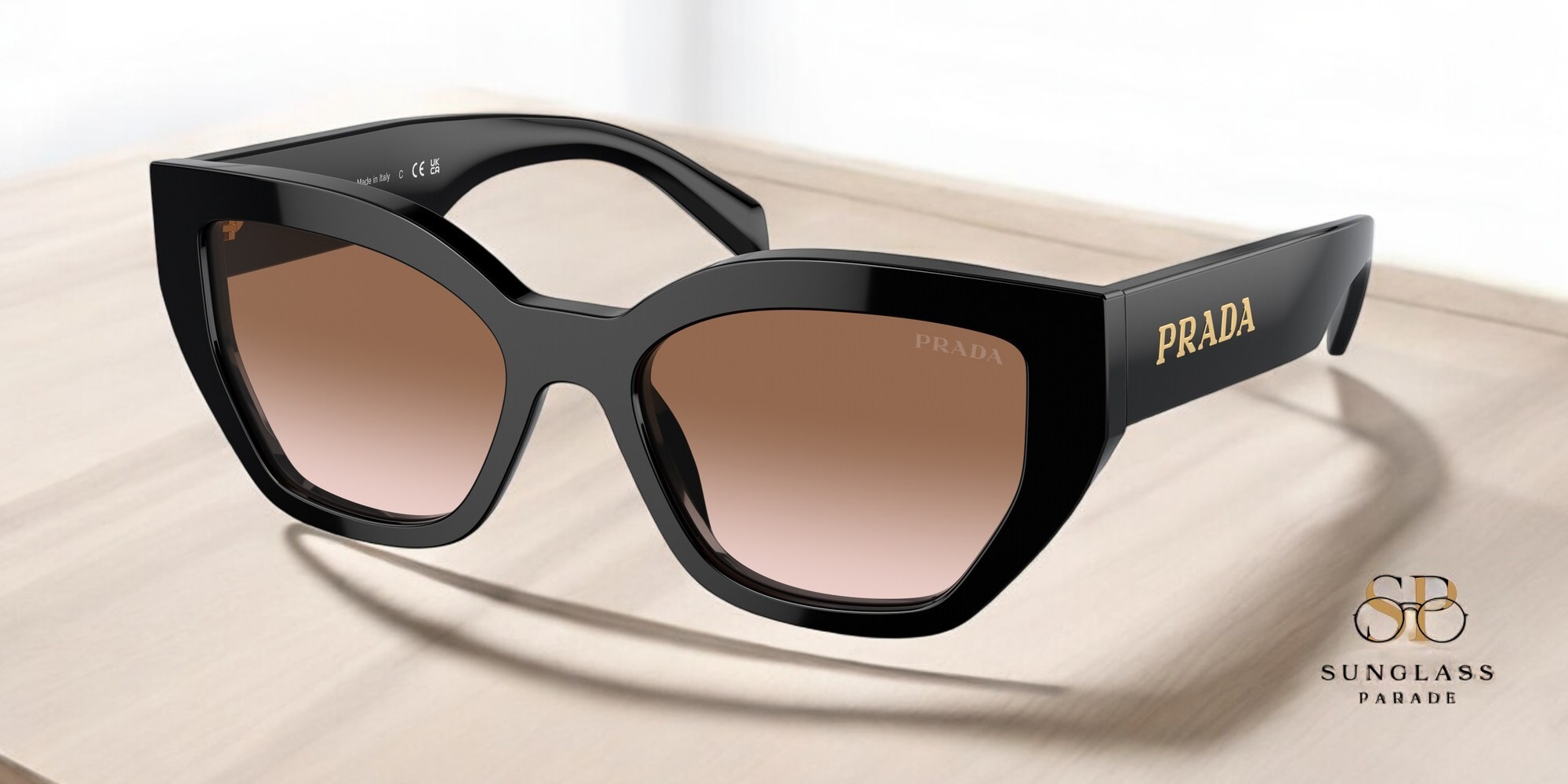 Prada PR A09S / Symbole Black Rectangle Sunglasses 53mm Made in Italy Prada Symbole 49MM Rectangle Sunglasses | Saks Fifth Avenue main image 4