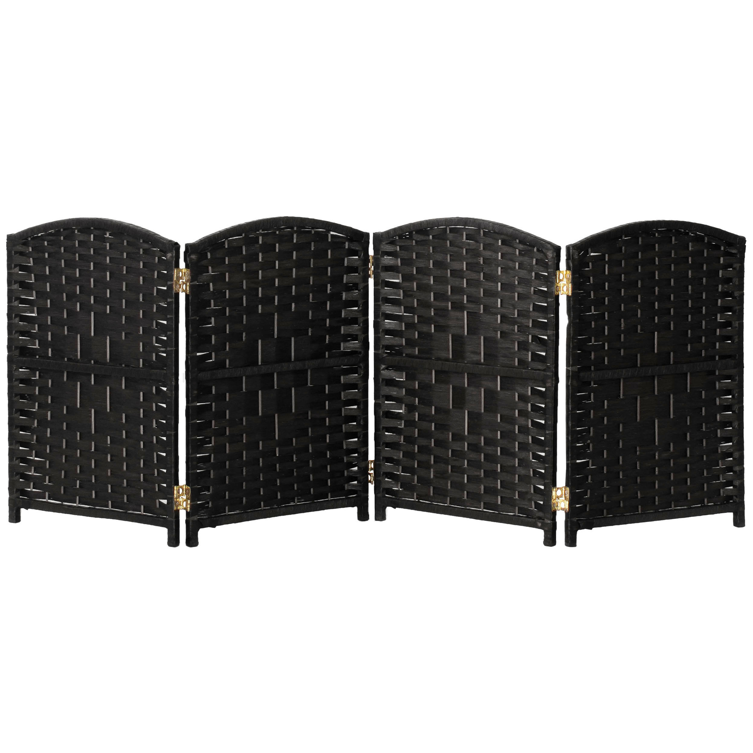2 ft. Short Diamond Weave Fiber Folding Screen - Black - 4 Panel - Picture 15 of 60