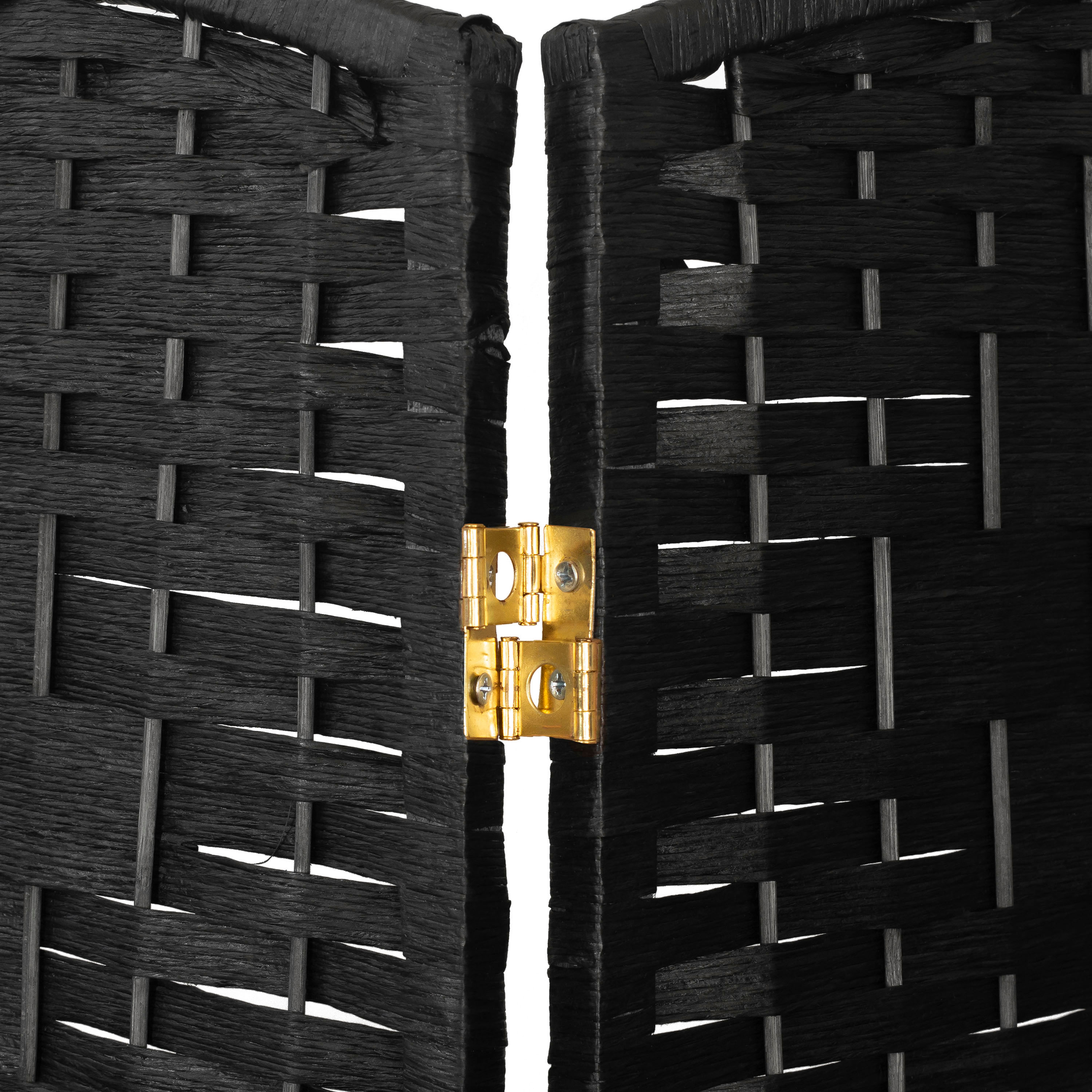 2 ft. Short Diamond Weave Fiber Folding Screen - Black - 4 Panel - Picture 19 of 60
