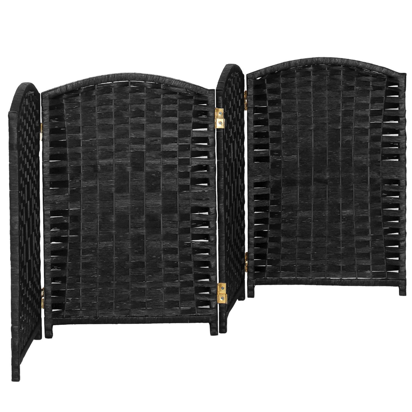 2 ft. Short Diamond Weave Fiber Folding Screen - Black - 4 Panel - Picture 16 of 60