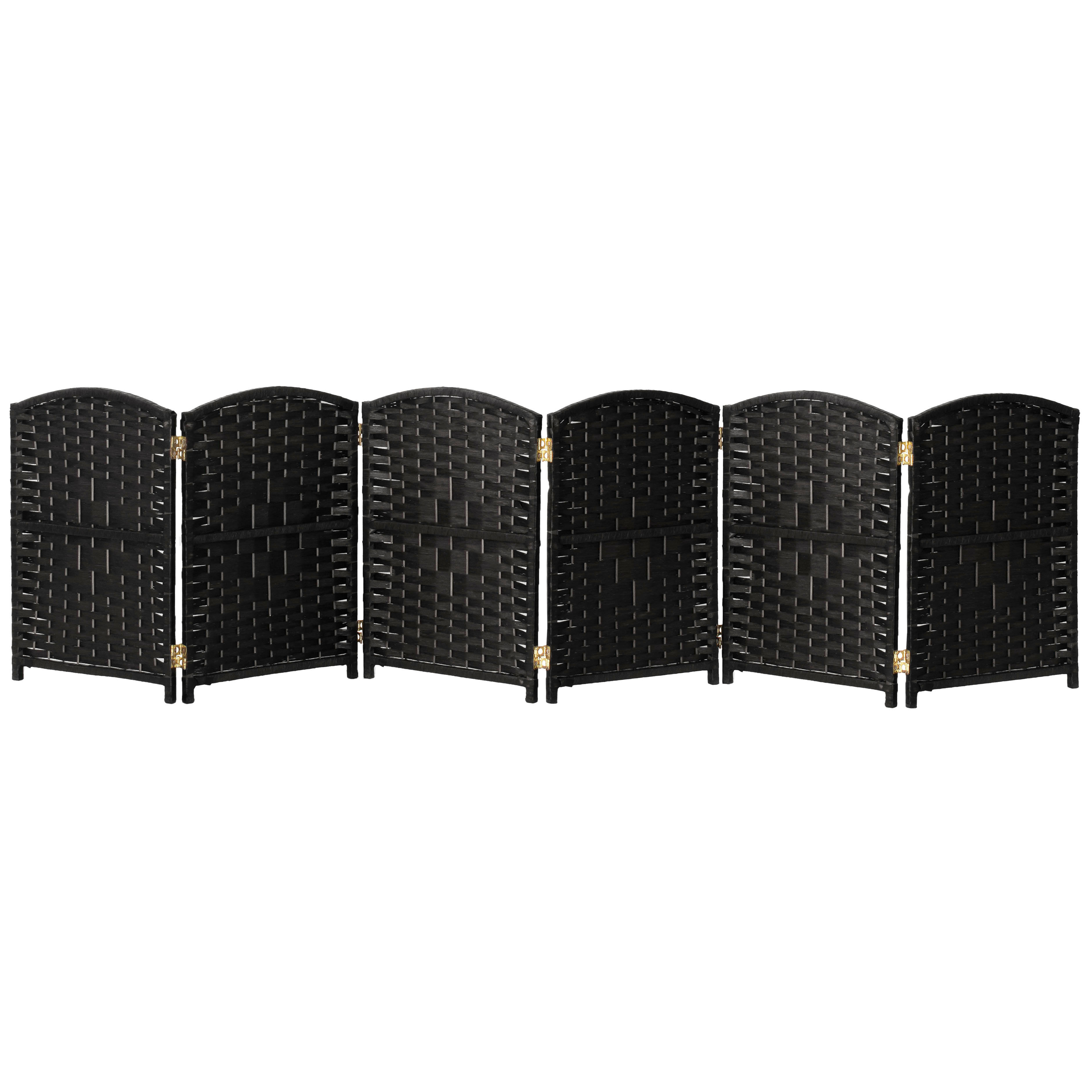 2 ft. Short Diamond Weave Fiber Folding Screen - Black - 4 Panel - Picture 22 of 60