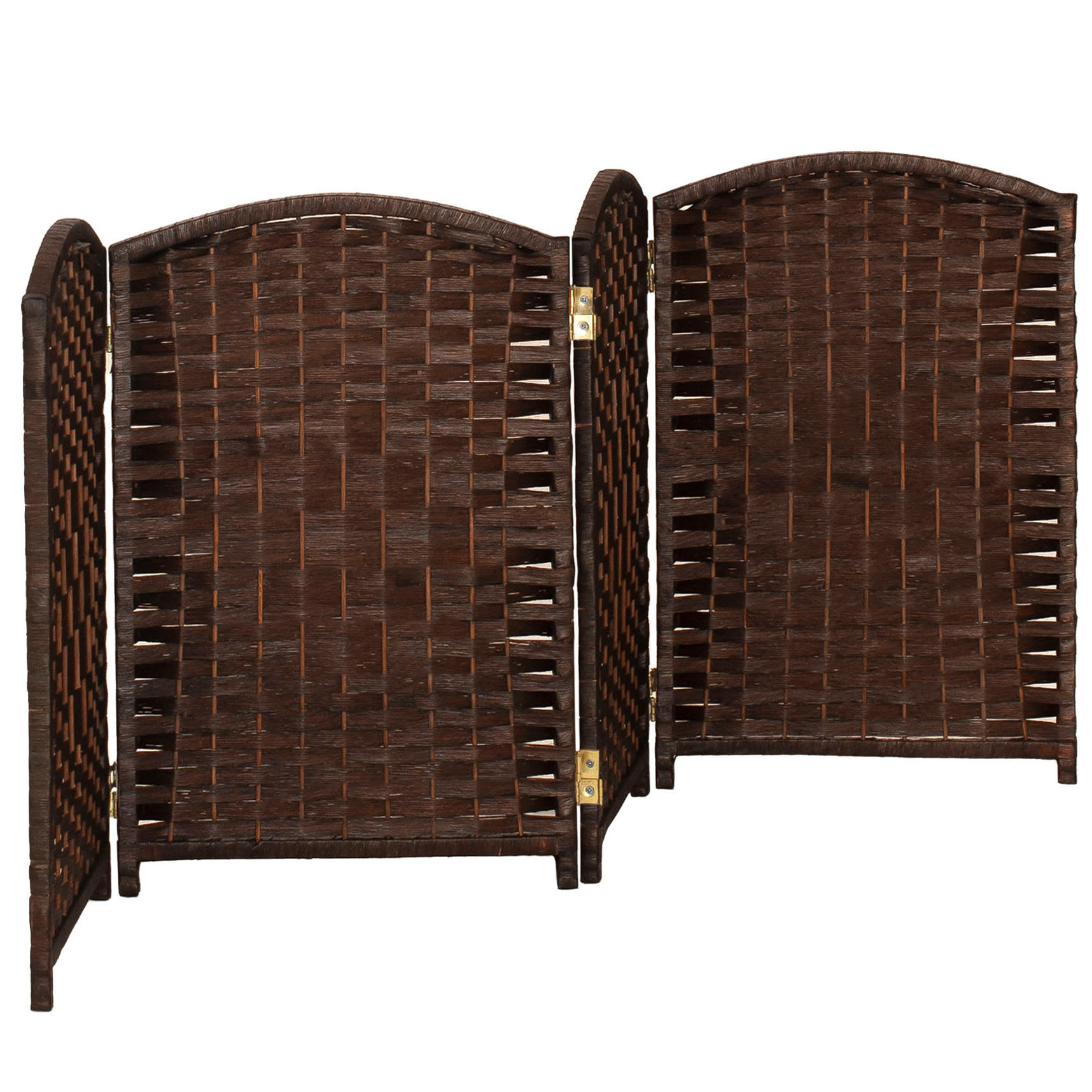 2 ft. Short Diamond Weave Fiber Folding Screen - Black - 4 Panel - Picture 28 of 60