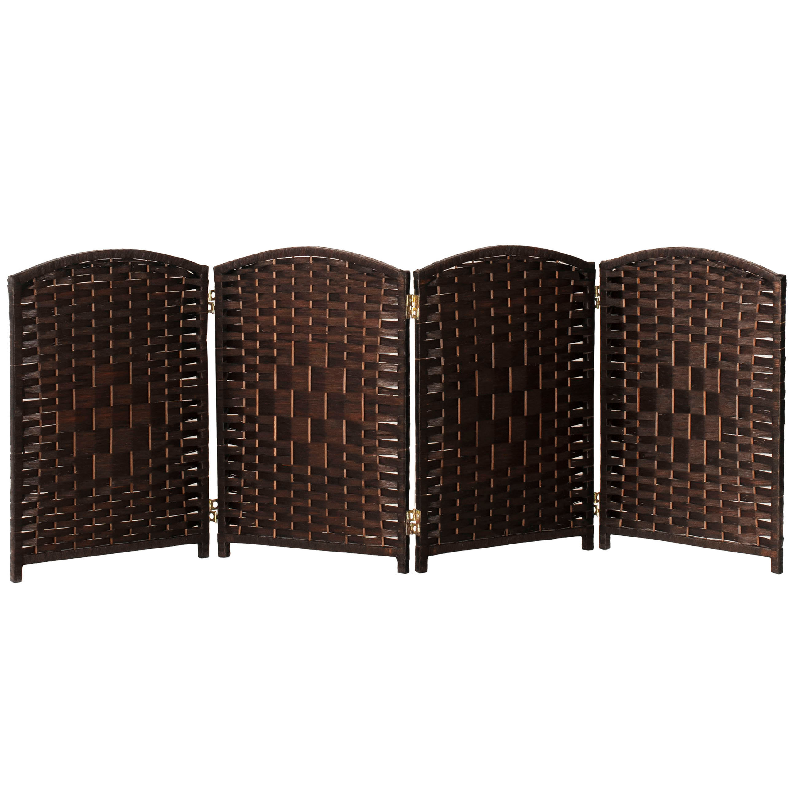 2 ft. Short Diamond Weave Fiber Folding Screen - Black - 4 Panel - Picture 26 of 60