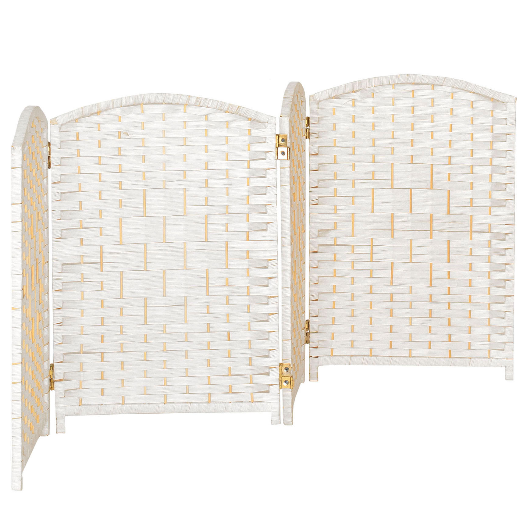 2 ft. Short Diamond Weave Fiber Folding Screen - Black - 4 Panel - Picture 52 of 60