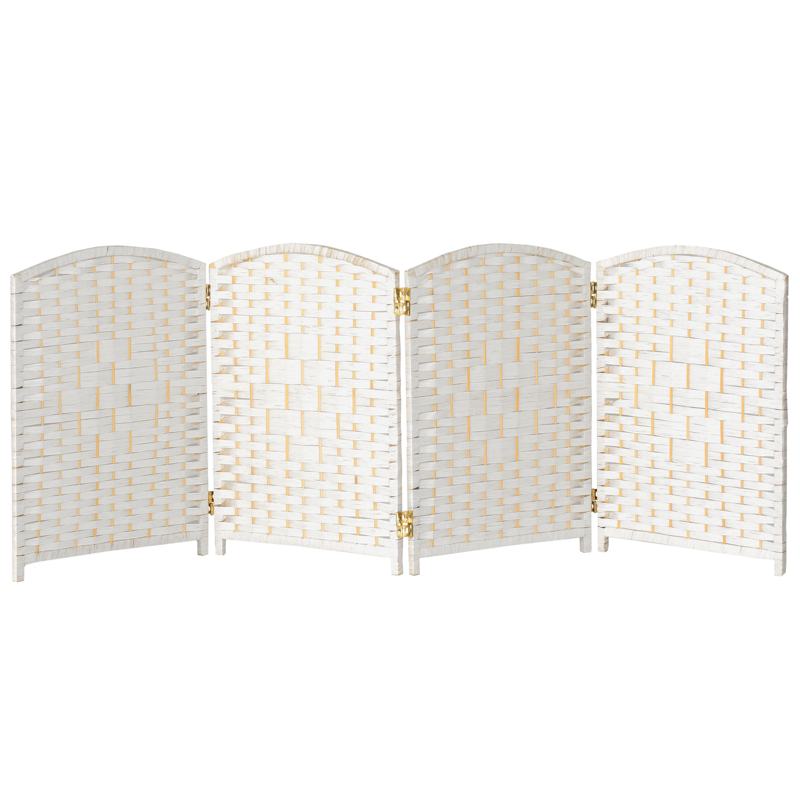 2 ft. Short Diamond Weave Fiber Folding Screen - Black - 4 Panel - Picture 50 of 60