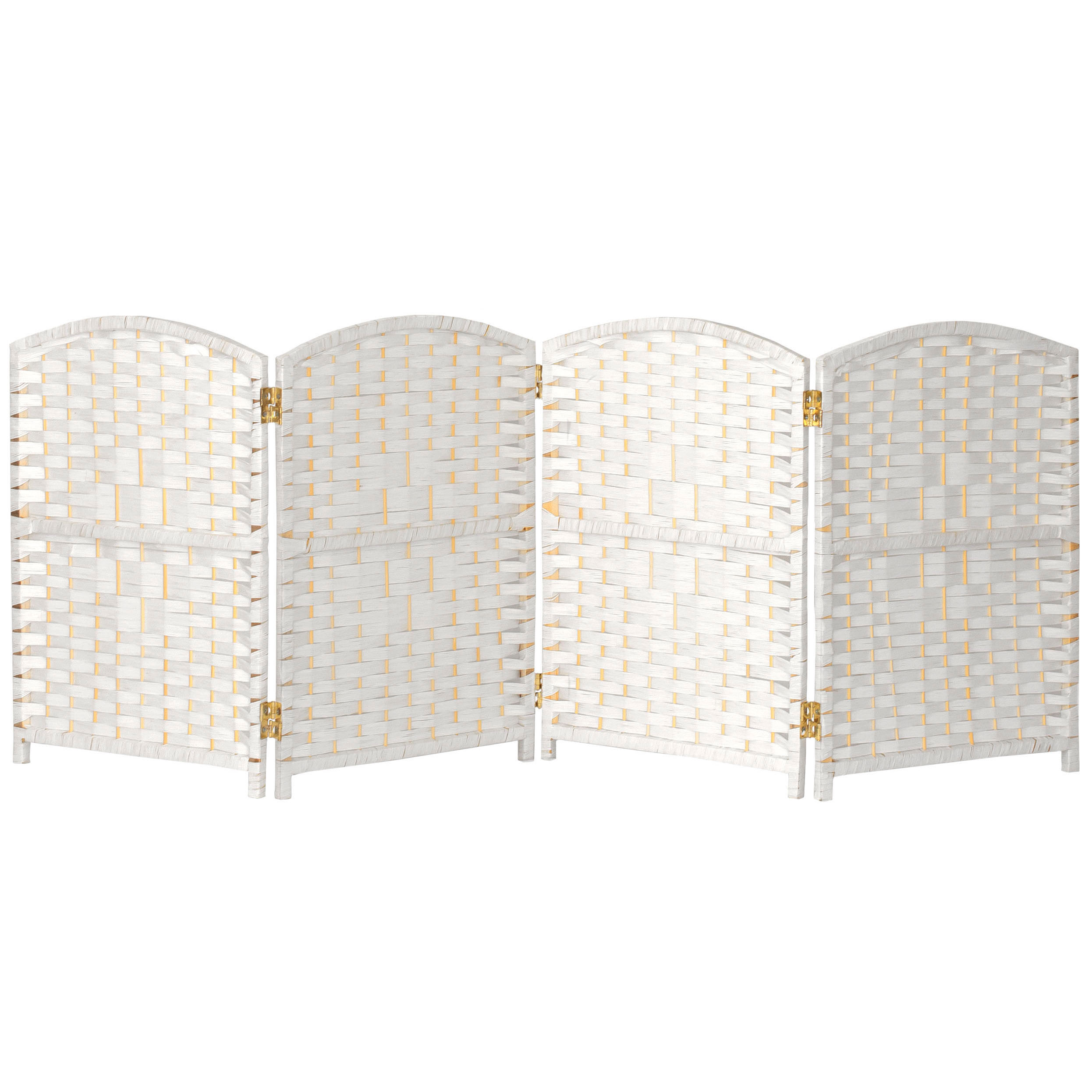 2 ft. Short Diamond Weave Fiber Folding Screen - Black - 4 Panel - Picture 51 of 60