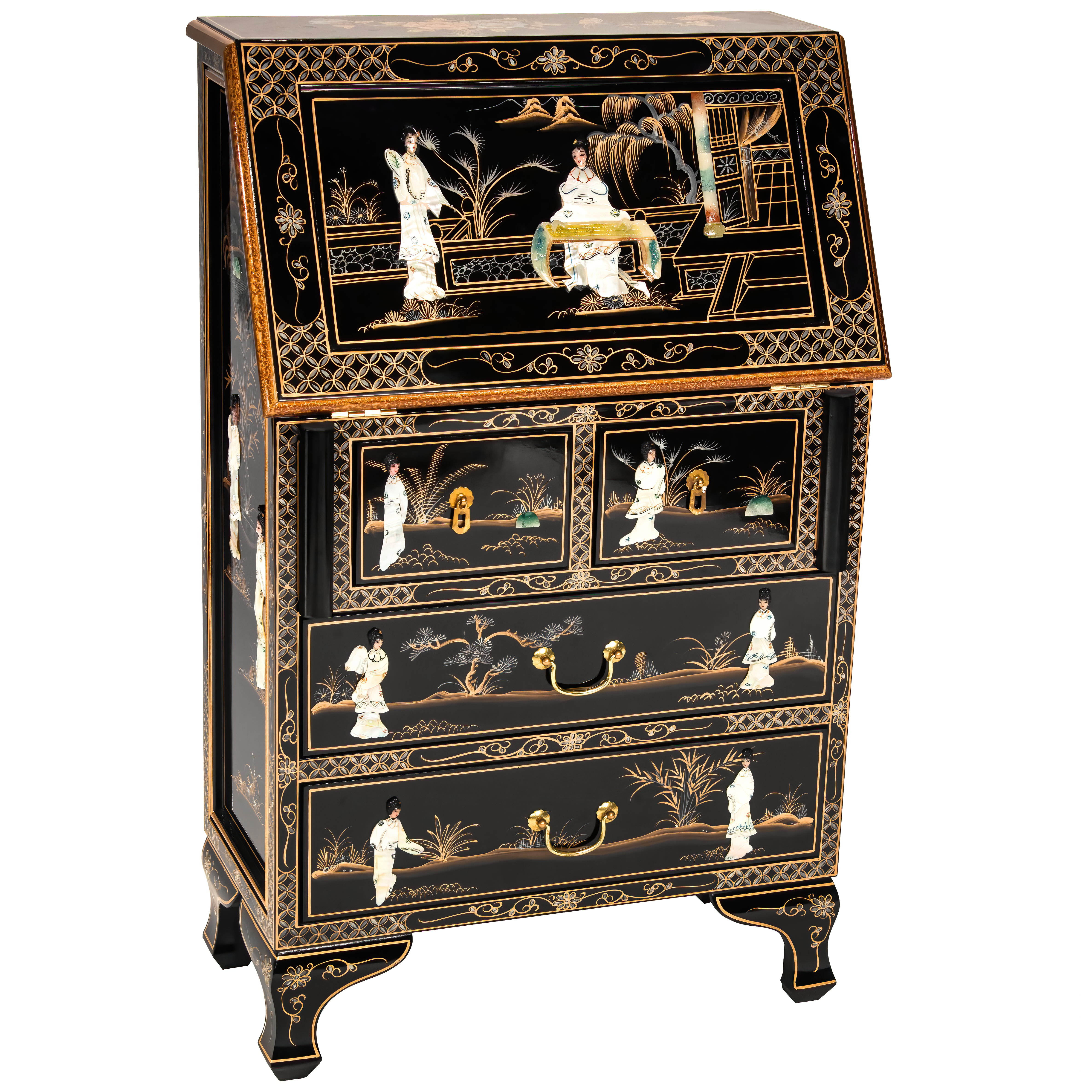 Black Lacquer Secretary Desk – Royal Ladies
