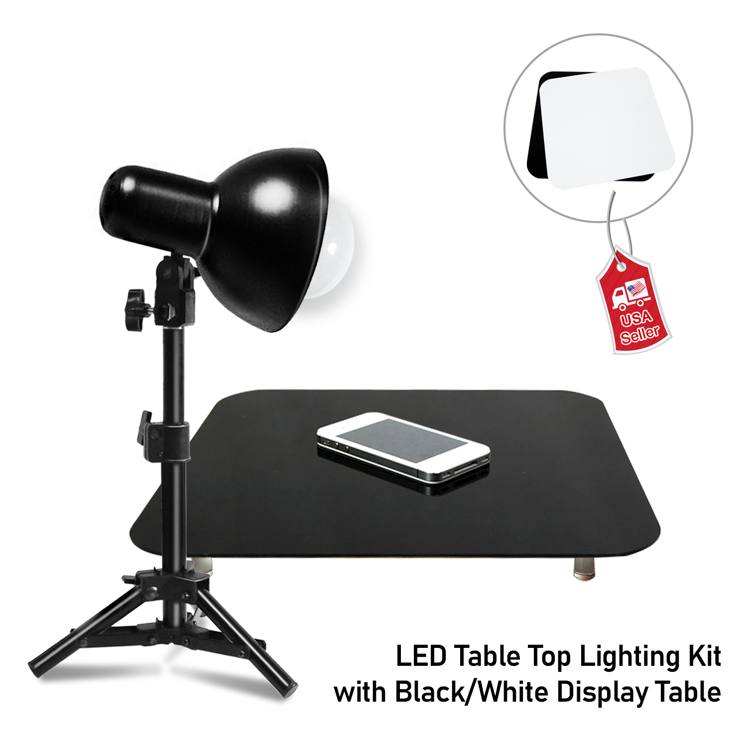 Photo Studio Table Top LED Lighting Kit Light Stand w/ Black White