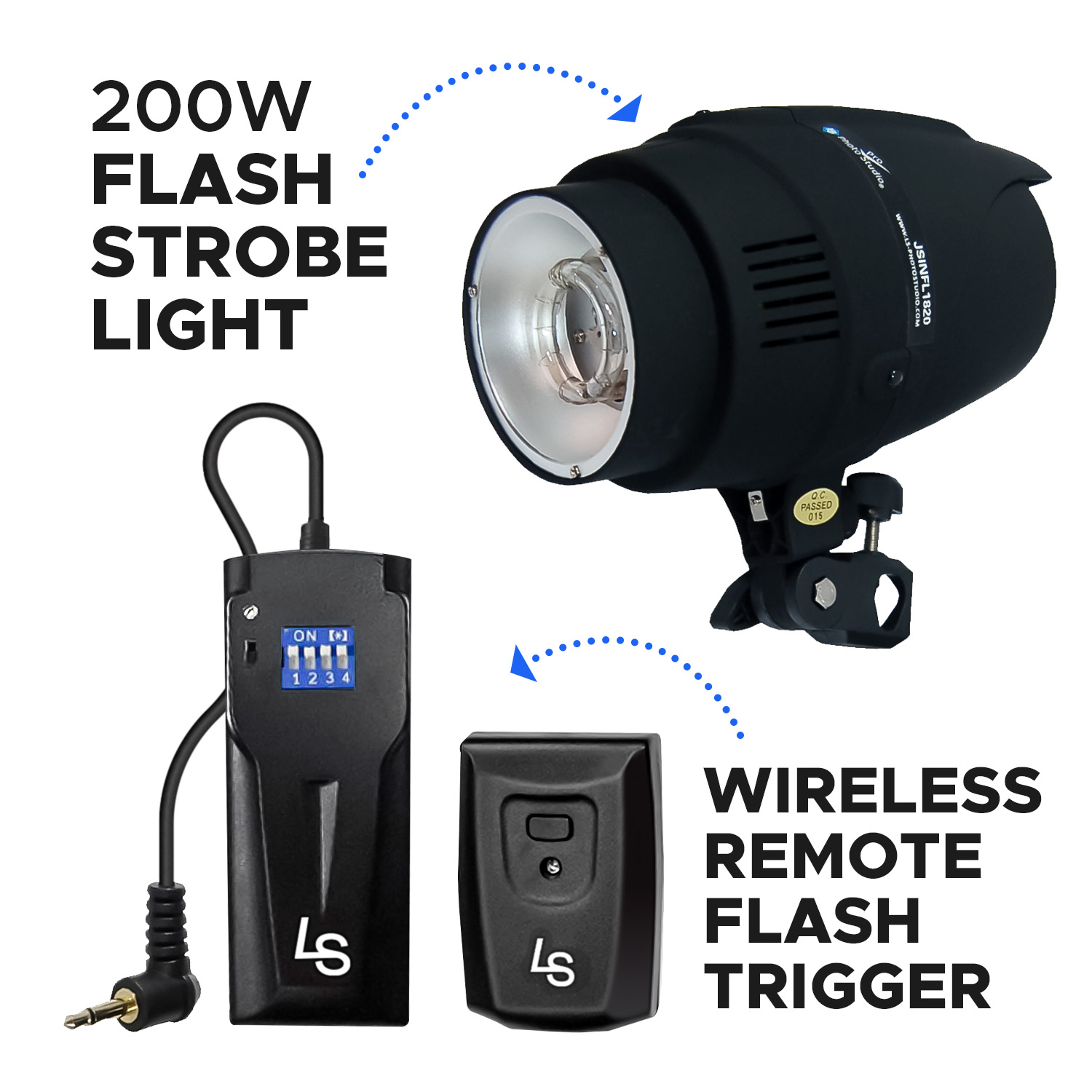 200W Photo Flash Strobe Light & Wireless Remote Flash Trigger Receiver