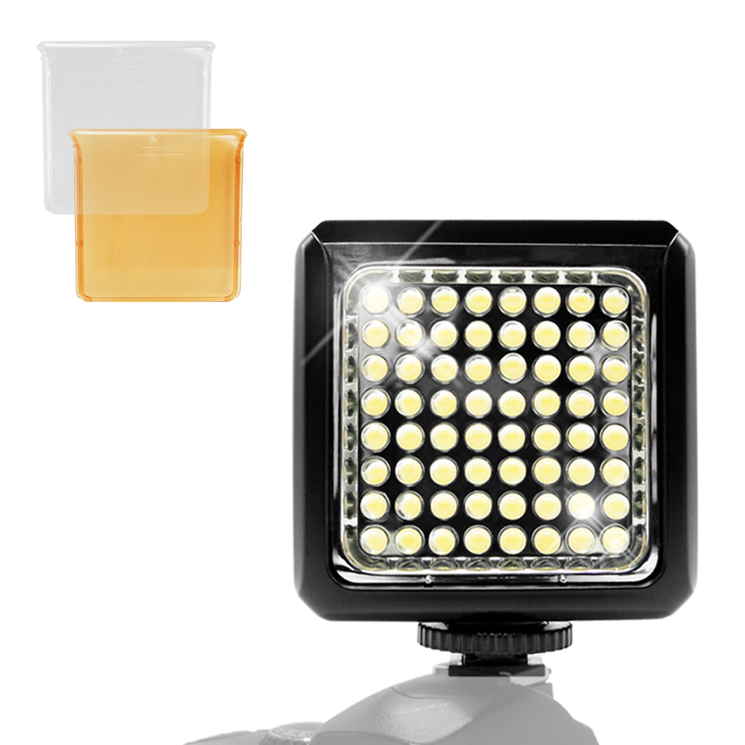 LED Camera Camcorder Light Panel Mount with White Yellow Filter for