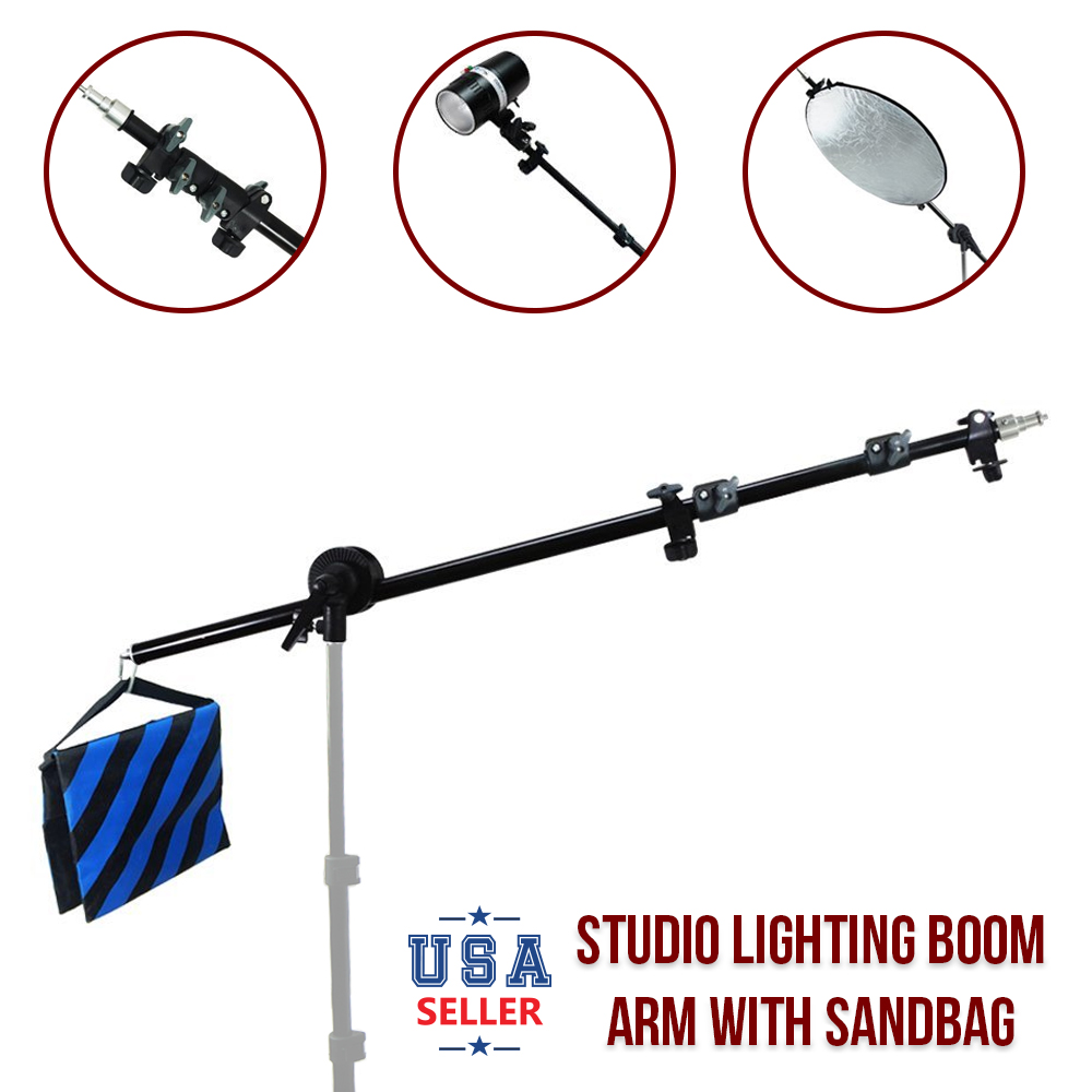 Photography Studio Photo Light Stand Telescopic Boom Arm with Sandbag 33"82" 688989537689 eBay