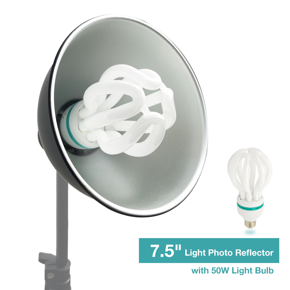 Photography Studio Bowl Dish Light Reflector 7.5" with 50 Watt Light