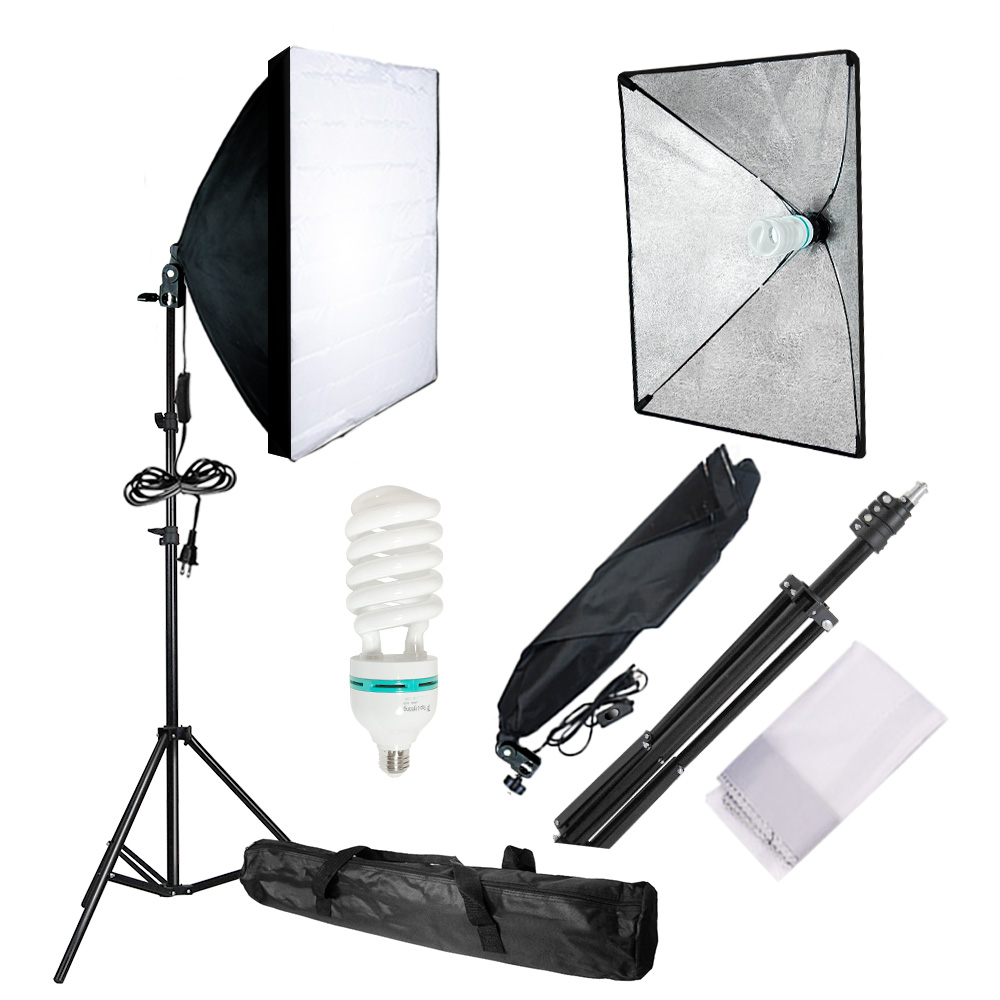 Professional Photo Studio with 2pcs Softbox Light Kit Photography Continuous Lighting Stand Set with Convenient Carry Bag