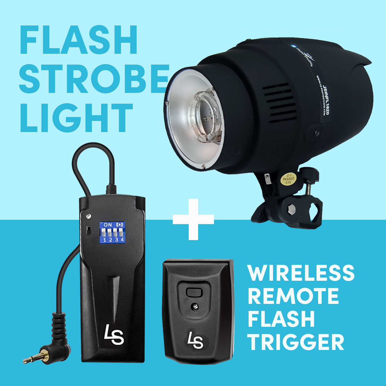 200W Photo Flash Strobe Light & Wireless Remote Flash Trigger and