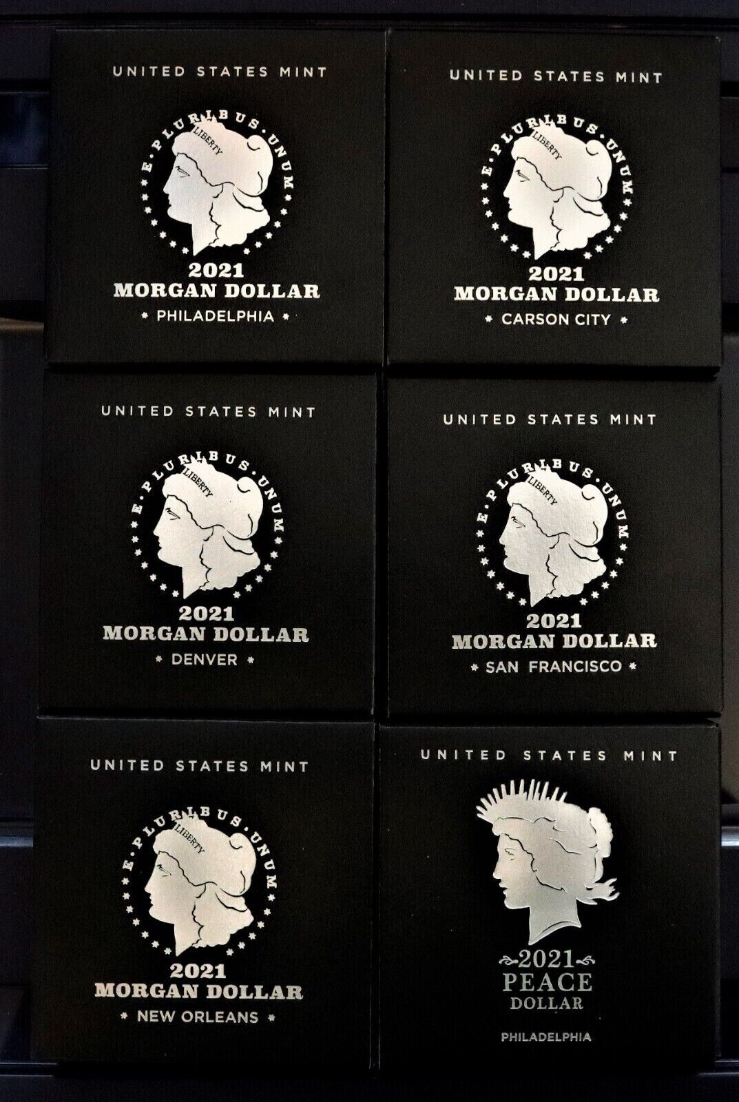 2021 Morgan & Peace Silver Dollars NGC - MS70 - 6 Coin Set P, D, S
