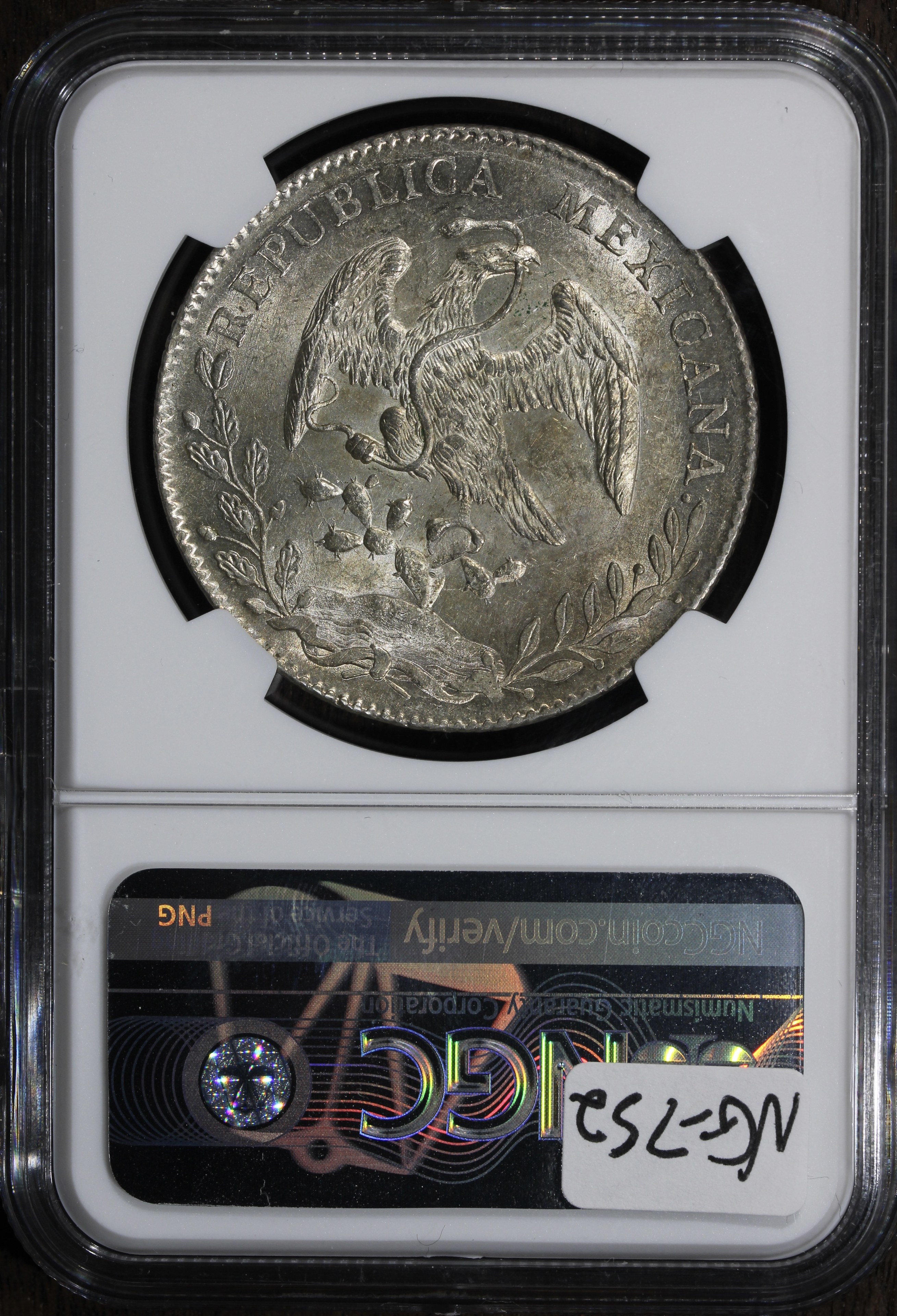 1892 Zs FZ (MS62) Mexico Cap & Rays 8 Reales NGC - Flashy
